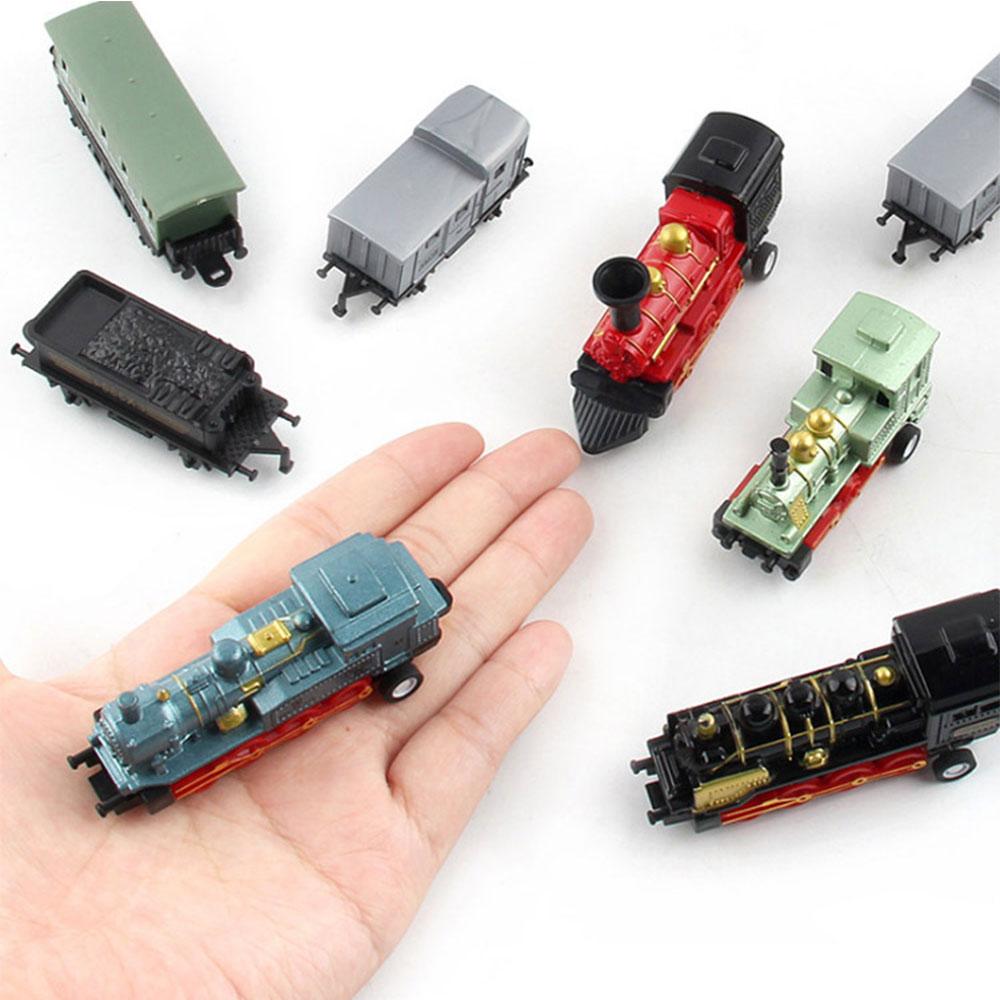 Autospielzeug 4 Stück Simulation Retro Dampflokomotive Legierung Maßstabsgetreues Modell Trägheits-Rückzieher Lernspielzeug für Kinder