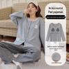 Women's Long-Sleeve, Long-Pant Pajama Onesie with Built-in Bra Pad, Round Neck, Wearable Outdoors, Cute for Home or Casual Wear