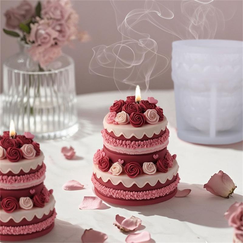Wedding Silicone Candle Mold for Handmade Candle Soap Chocolate Baking Rose Cake Candle Silicone Mold for Epoxy Resin