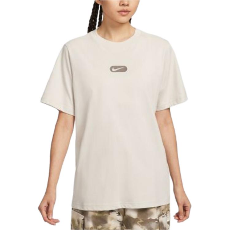 Nike Swoosh Round Neck Fashion Versatile Short Sleeve T-Shirt Women T-Shirts Off-White HQ1699104