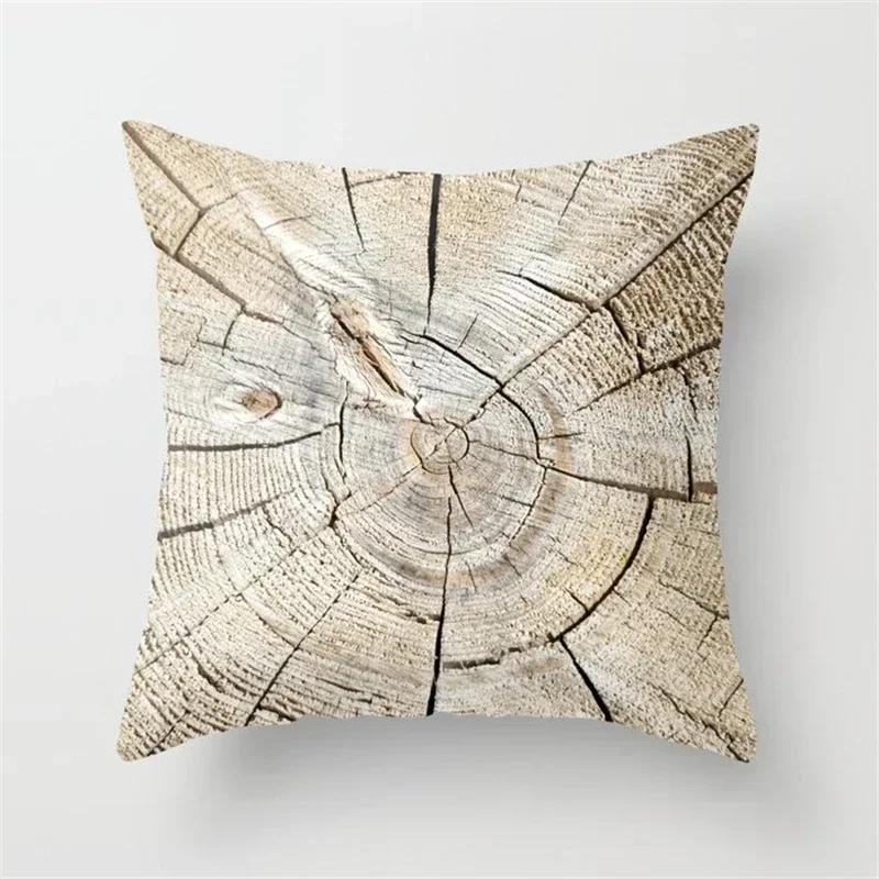 Housses d'oreiller 45x45cm Créatives Texture Bois Marbre Mode Géométrique Coussins Décor de Maison Ferme Canapé Coussins de Jet