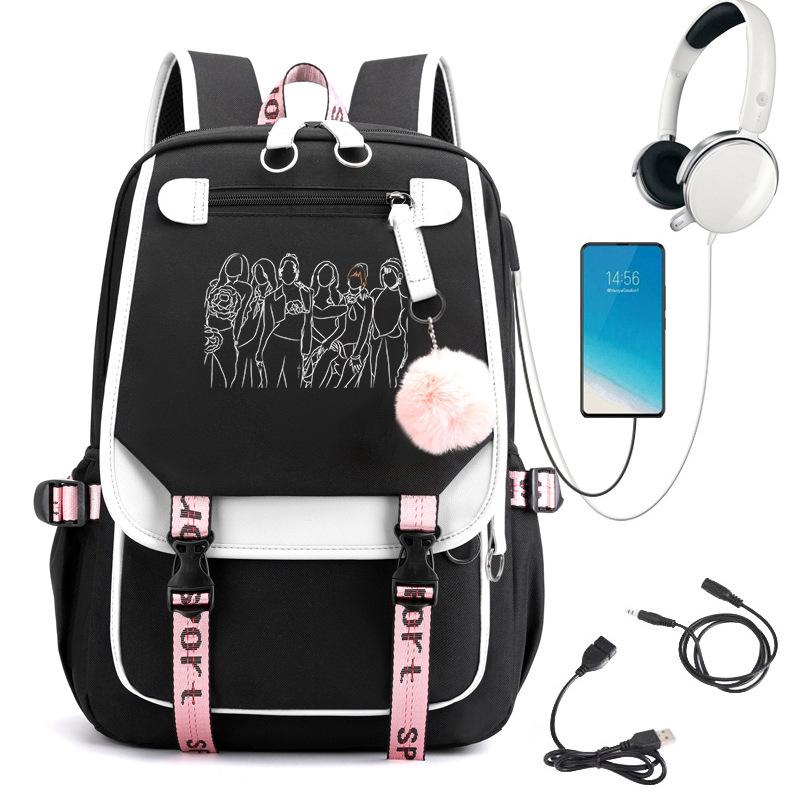 KATSEYE Campus Style Backpack Multifunctional Student Bookbag Large Capacity Lightweight Water-Resistant for School