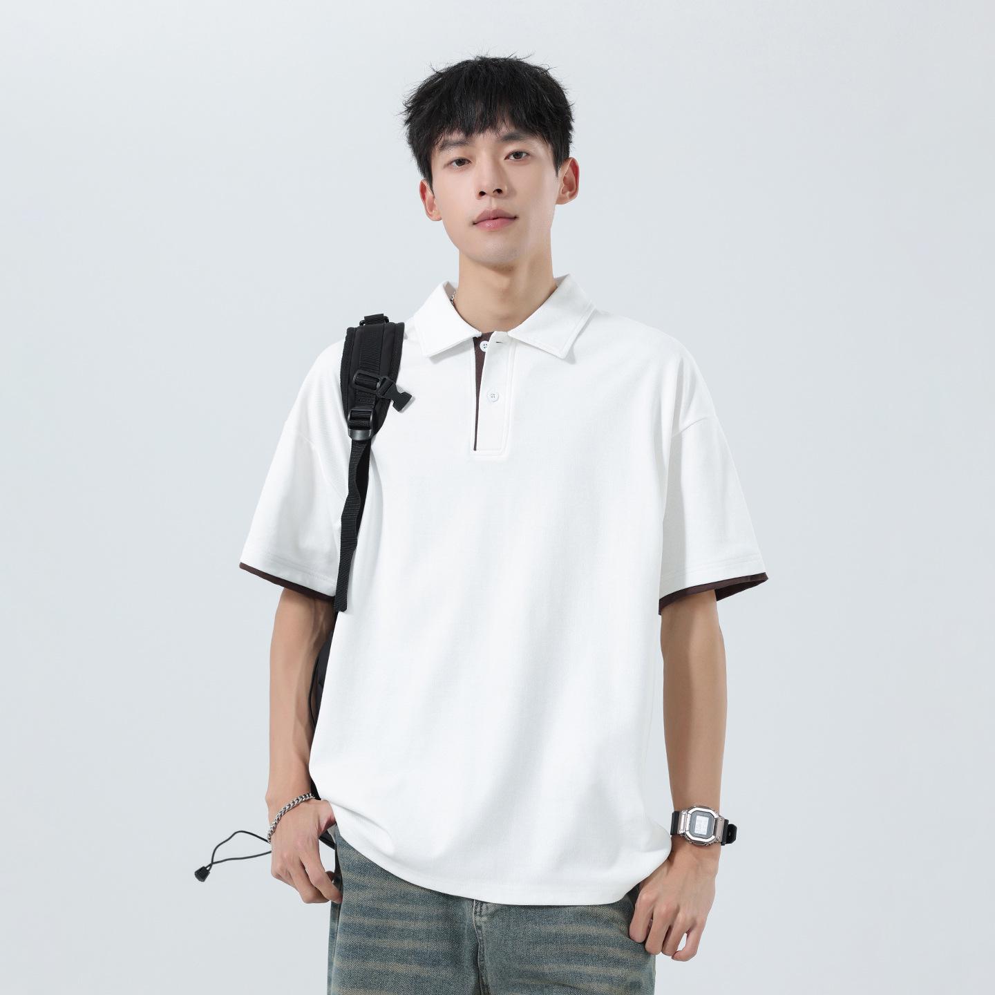 

Pengyun Men s New Arrival Short Sleeve Color Block Lapel Polo T-Shirt for Spring/Summer 3XL