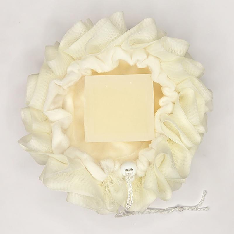 2-In-1 Bath Ball Towel Loofah With Drawstring Closure For Soap Soft Exfoliating Mesh Shower Sponge Skin Care Bathing Tool