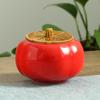 Small Ceramic Persimmon Tea Caddy