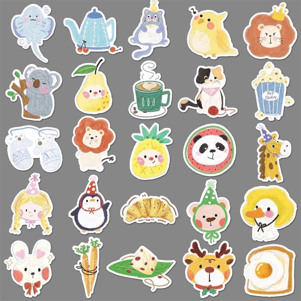 50PCS Cartoon-Style Waterproof Stickers: Cute Graffiti for Journals
