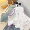2025 Korean Style High-Waisted Crop Top - Summer Slimming Petite Short-Sleeve for Women