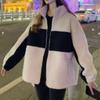 Bunda z imitace jehněčí vlny Dámská Podzimní Zimní Móda Univerzální Bunda Volný Krátký Styl Stojáček Ležérní Oversized Top