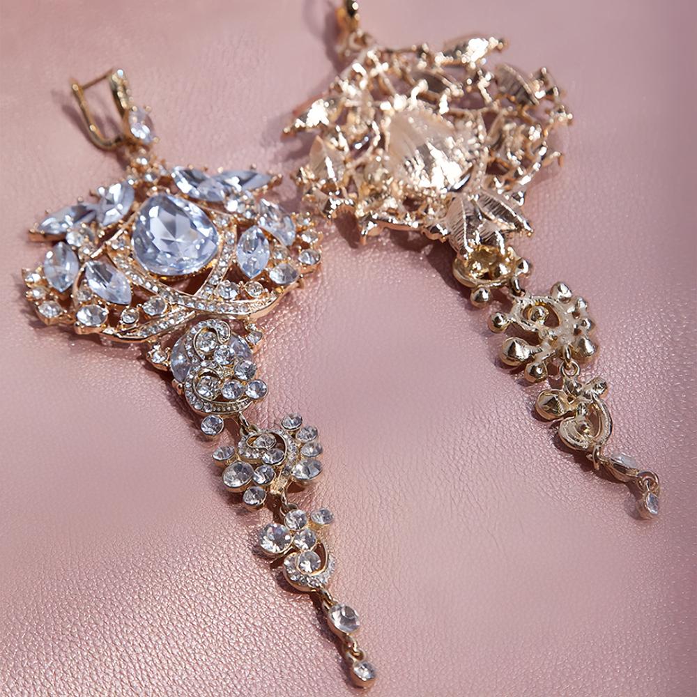 

Stonefans Rhinestone Exaggerated Dangle Earrings for Women Wedding Gift Trendy Bridal Crystal Statement Earrings Banquet