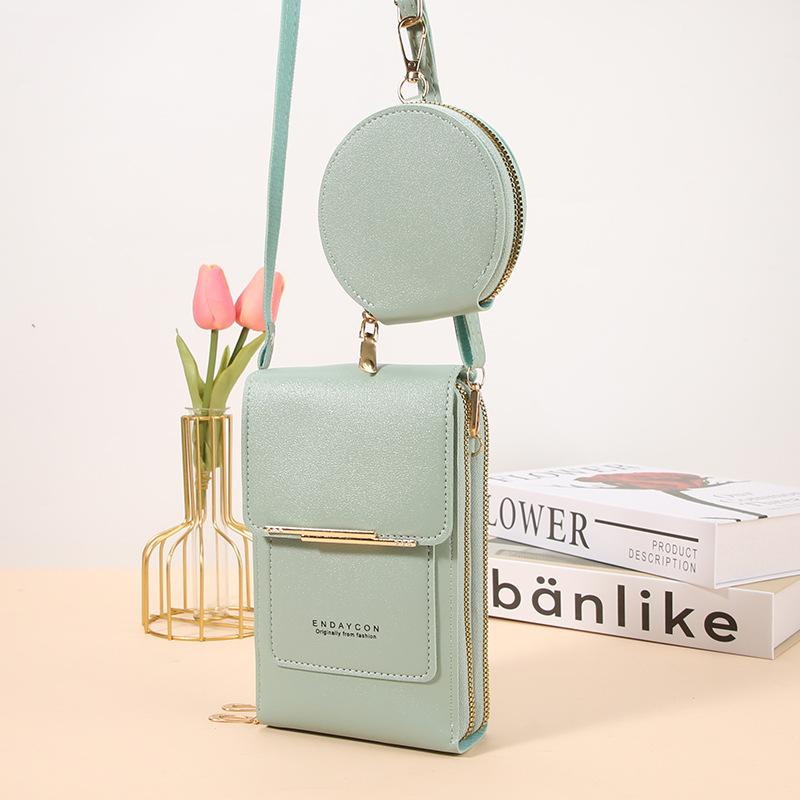 Fashion Two-piece Women's Bag Vertical Touchable Mobile Phone Bag Multi-compartment Messenger Bag with Mini Change Bag