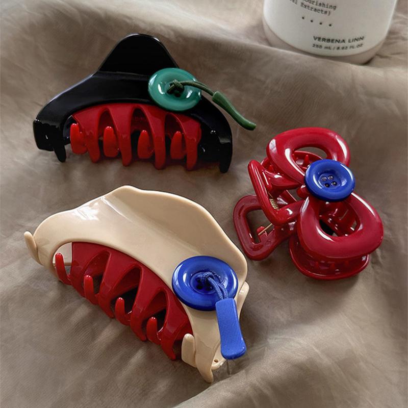 New Elegant Acetate Button Hair Claw Cute Sweet Hair Clip Shark Clip Women Luxury Hair Accessories Headwear