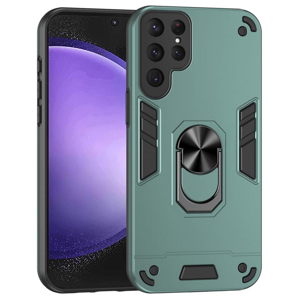 For Samsung Galaxy S24 Ultra Case Ring Kickstand PC+TPU Phone Cover Support Magnetic Car Mount