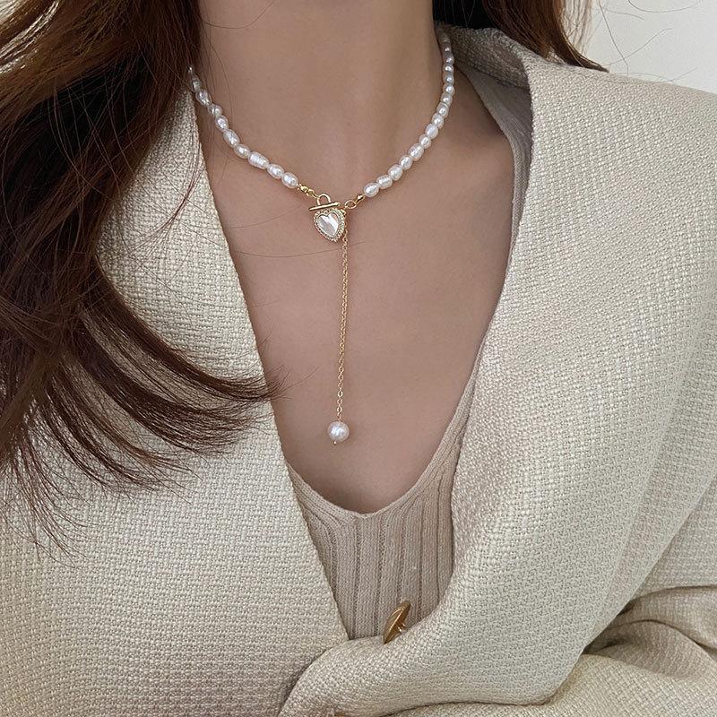 Sweet Love Heart 100% Natural Baroque Freshwater Pearl 14K Gold Filled Female Necklace  For Women Chains Gifts No Fade