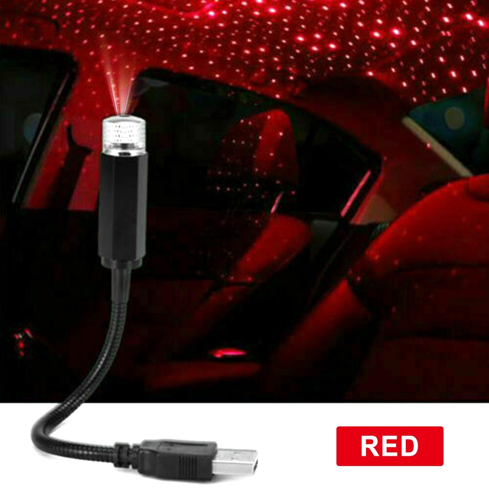 

Романтичный светодиодный ночник на крышу автомобиля со звездами USB-проектор звездного неба, атмосферная лампа галактики, регулируемый декоративный светильник для салона автомобиля красный