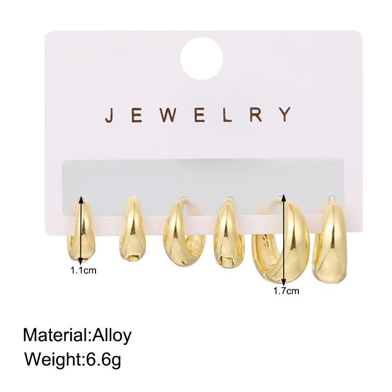 6Pcs/set Alloy Minimalist Huggie Hoop Earrings for Women Simple Metal Circle Small Earrings Punk Unisex Rock Jewelry KTJ