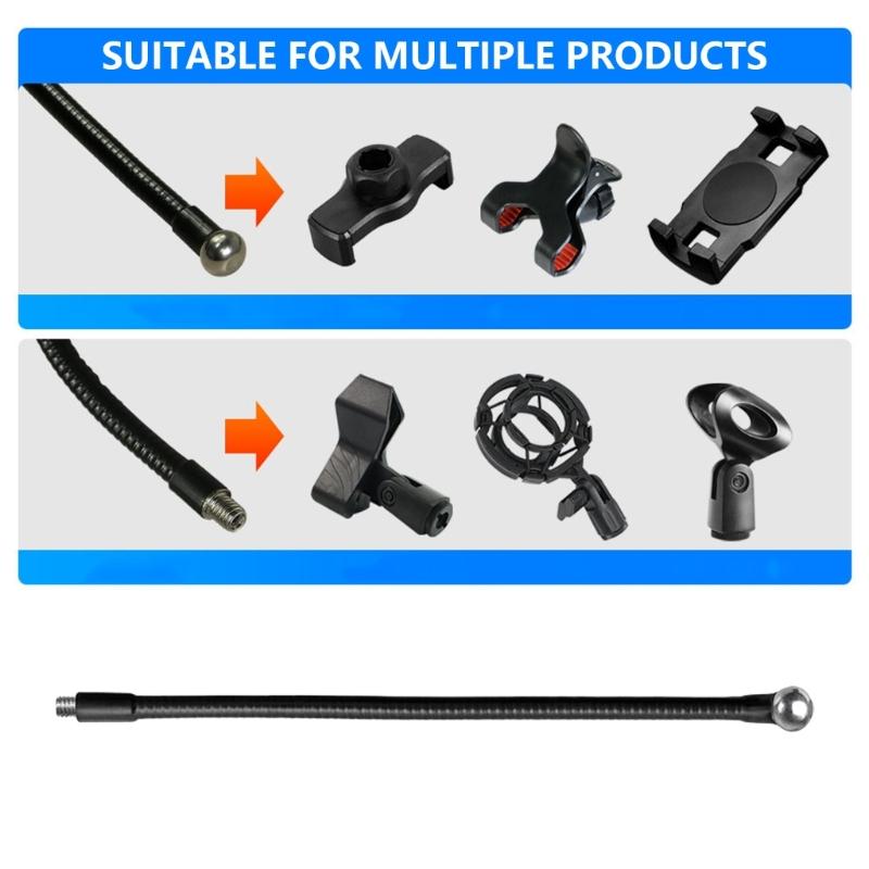 300mm Langer Biegsamer Schlauch mit 3/8-Zoll Außengewinde und 17,4mm Kugelkopf-Anschlussrohr für Stative Kamerahalterungen