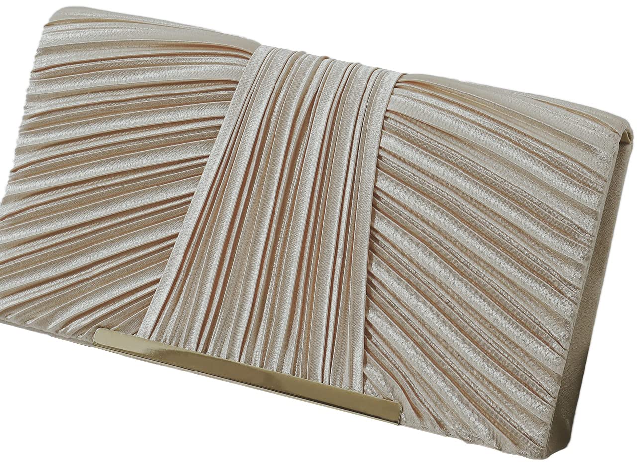 

Party Bag Wedding Bag Party Clutch Black Beige Silver Simple Pleated Large [niana] бежевий