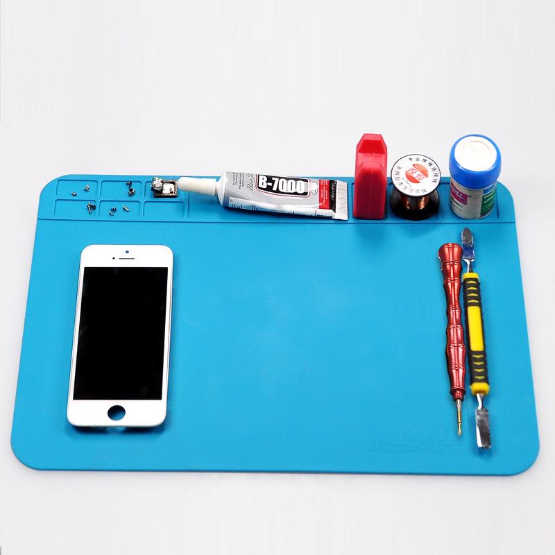 Silicone Heat-Resistant Repair Mat for Mobile Phone Workbench, Non-Magnetic Soldering Station.
