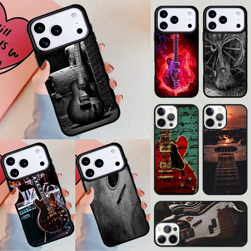 Vintage Music Guitars Phone Case For iPhone 17 Air 14 15 13 12 Max Cover For Apple 16e 11 Pro Max Plus Coque