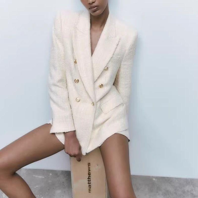 Fall and Winter New Arrival Versatile Casual Loose Commuting Elegant Textured Double Breasted Suit Outwear 2136601