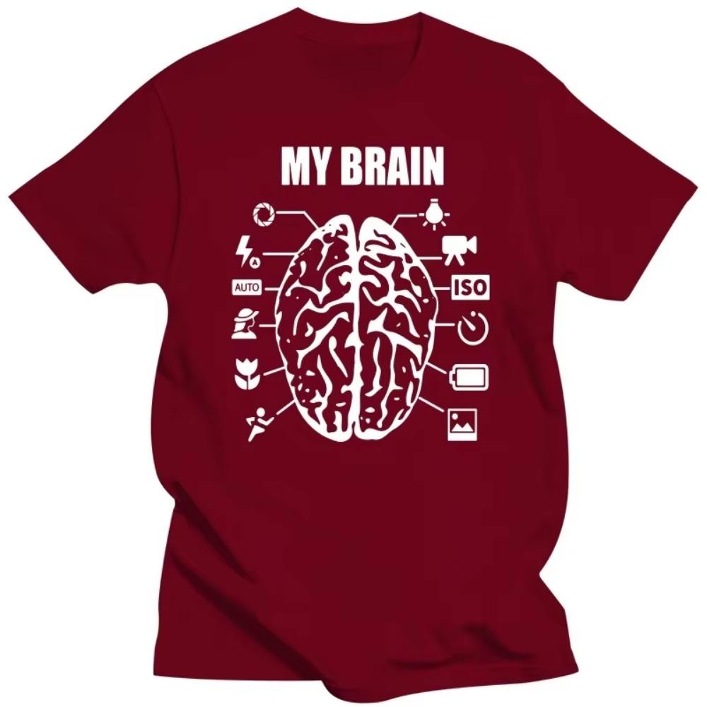 Novelty Vintage Photographer Brain T-Shirt Mens Short Sleeves Streetwear Hip Hop Printed T Shirts Top Tees