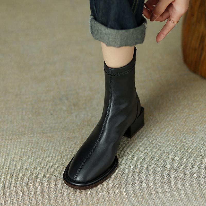 Fashion Comemore Ankle Boots for Women New Fashion Square Head Solid Color Versatile Ladies Shoes High Heels Women's Outwear Short Botas