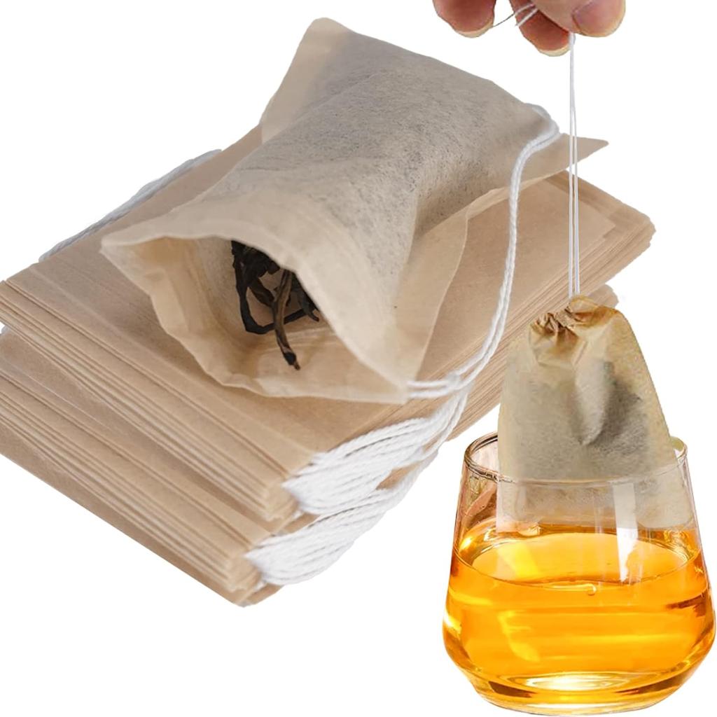 NEPAK 600 Pcs Disposable Tea Filter Bags for Loose Tea,Drawstring Empty Tea Bags for Loose Leaf Tea,with 100% Natural Unbleached Paper(1.97 x 2.76