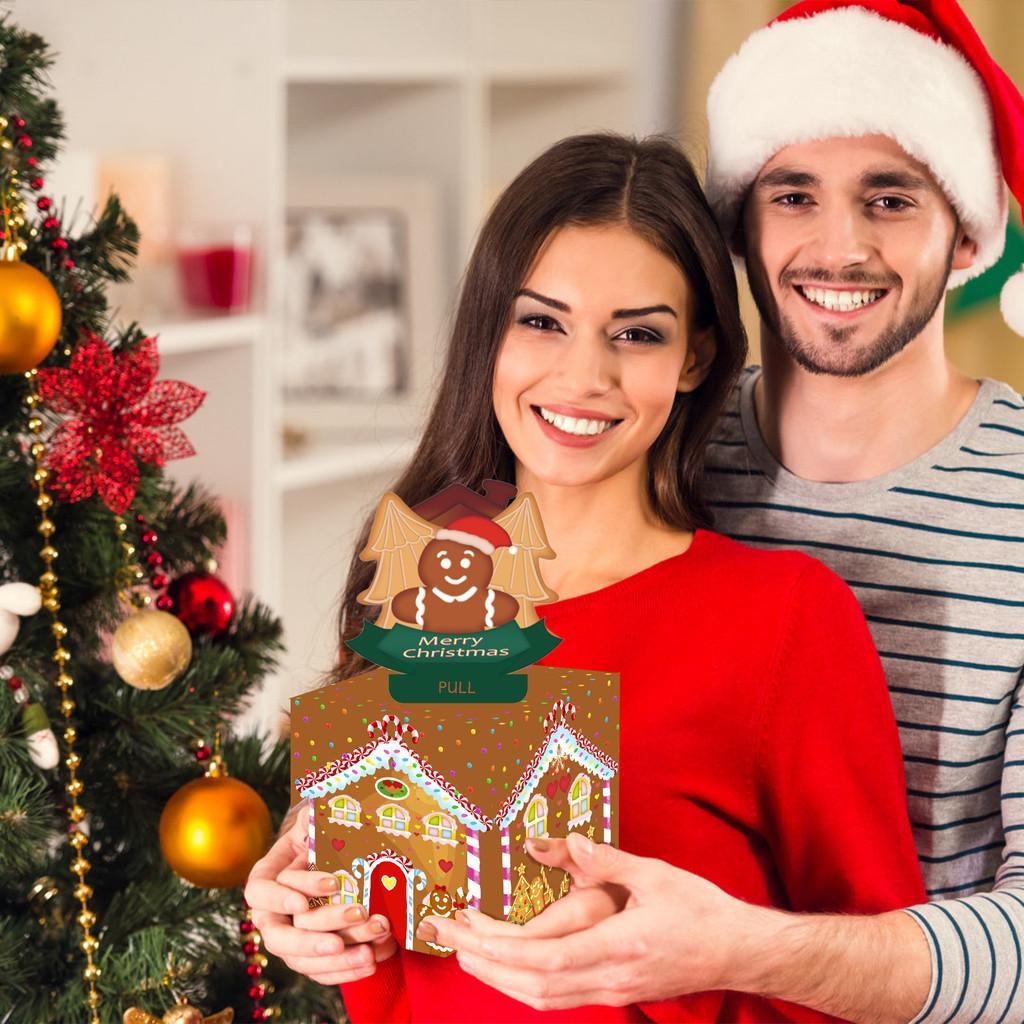 House Man Gingerbread Pattern Paper Money Box Christmas Theme Party Props Decor