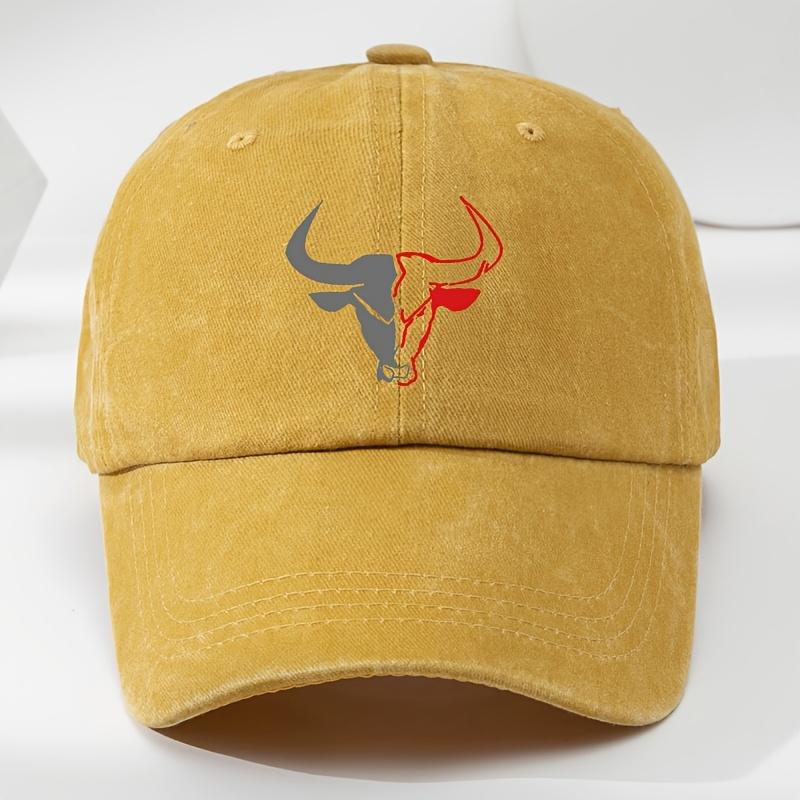 Stierkopf Baseballkappe | Vintage gewaschen, weich, schweißabsorbierend für Outdoor-Sportarten & Freizeit