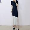 2026 Early Summer Fashion Patchwork Midi Dress - Slimming, Short Sleeve