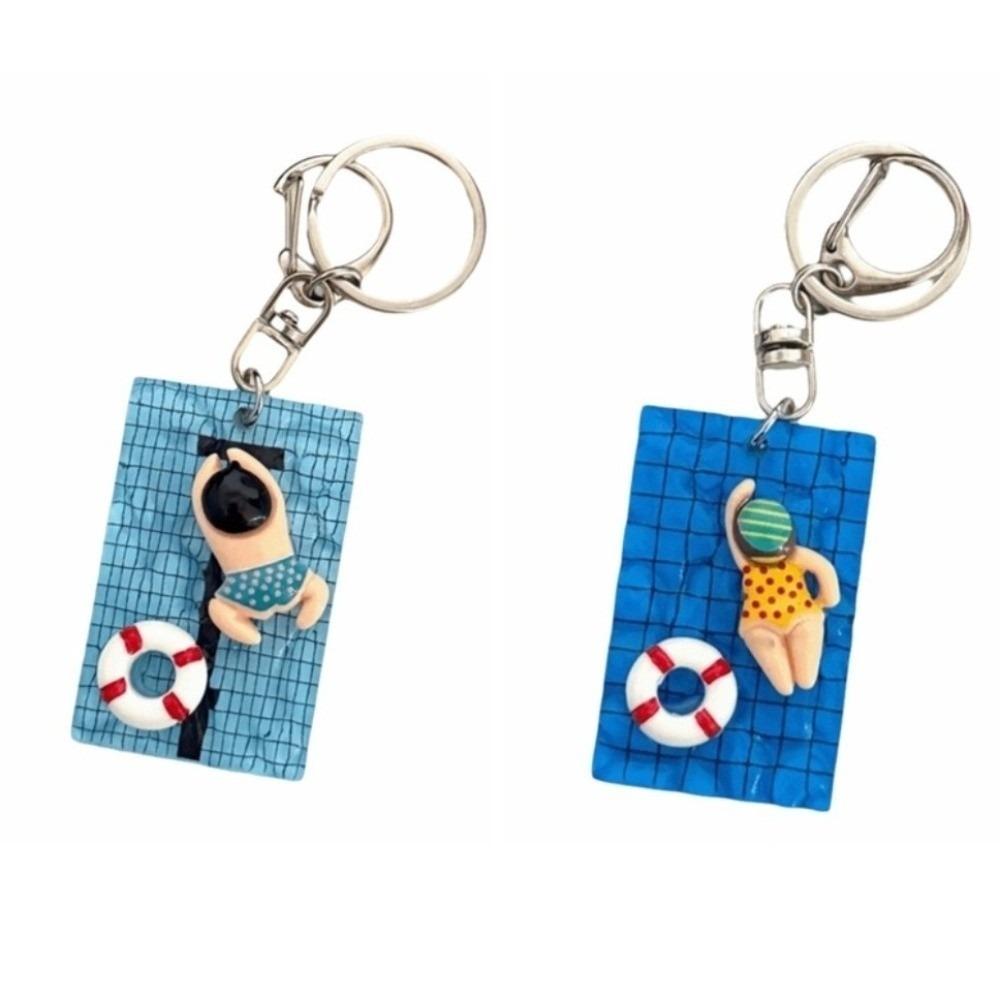 Zink Zinklegierung Pool Schwimmbrett Schlüsselanhänger Blau Gelb Tasche Anhänger Kleine Schwimmfigur Anhänger Sommer