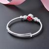 S990 Silver Bracelet Women's Korean Edition Minimalist Red Dropped Oil Clover Bracelet Fashion Hand Decoration Foot Silver Bracelet