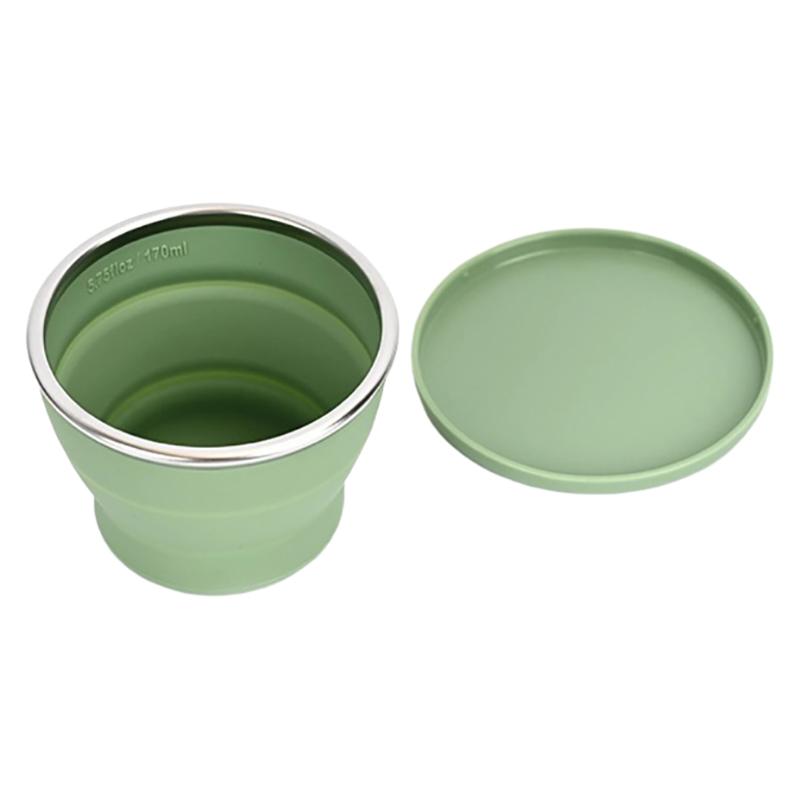 Foldable Silicone Coffee Cup 170ml Leakproof with Lid Portable Lightweight Mug for Backpacking Trip Daily Office