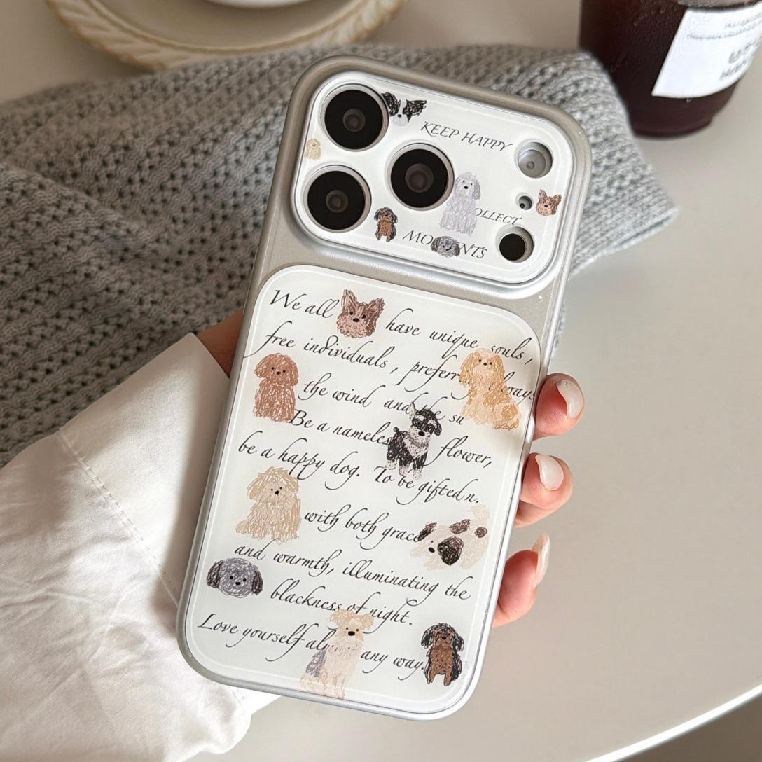

Electroplated Silver English Puppy Phone Case for iPhone 17 Pro Max/15 Pro, Female. iPhone 16