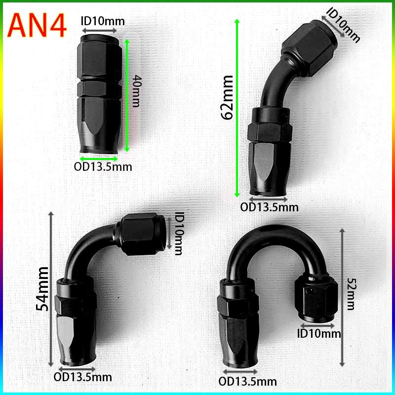 2PCS Swivel Hose End Fitting AN4AN6AN8AN10AN12 Fittings Adapter 0°/45°/90°180°  Aluminum Oil Fuel Line Reusable Universal  Black