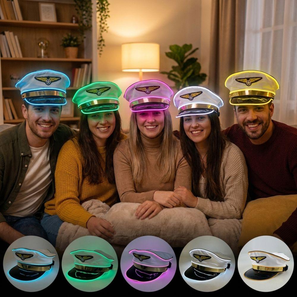 Boost Party Vibe Glowing Party Cap Adjustable Luminous Air Force Hat  Fancy Dress