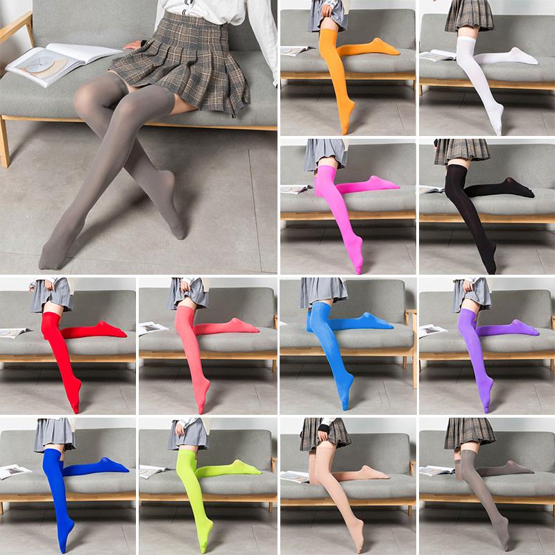 1Pair Women Velvet Calze Stretch Stocking Sexy Warm Thigh High Stockings Over Knee Socks Students Temptation Solid Long Socks