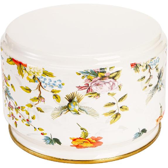 Elsjoy Vintage Enamel Canister with Lid, 81 oz Large Enamel Storage Container Floral Cookie Jar, Farmhouse Kitchen Canister for Sugar, Tea, Candy