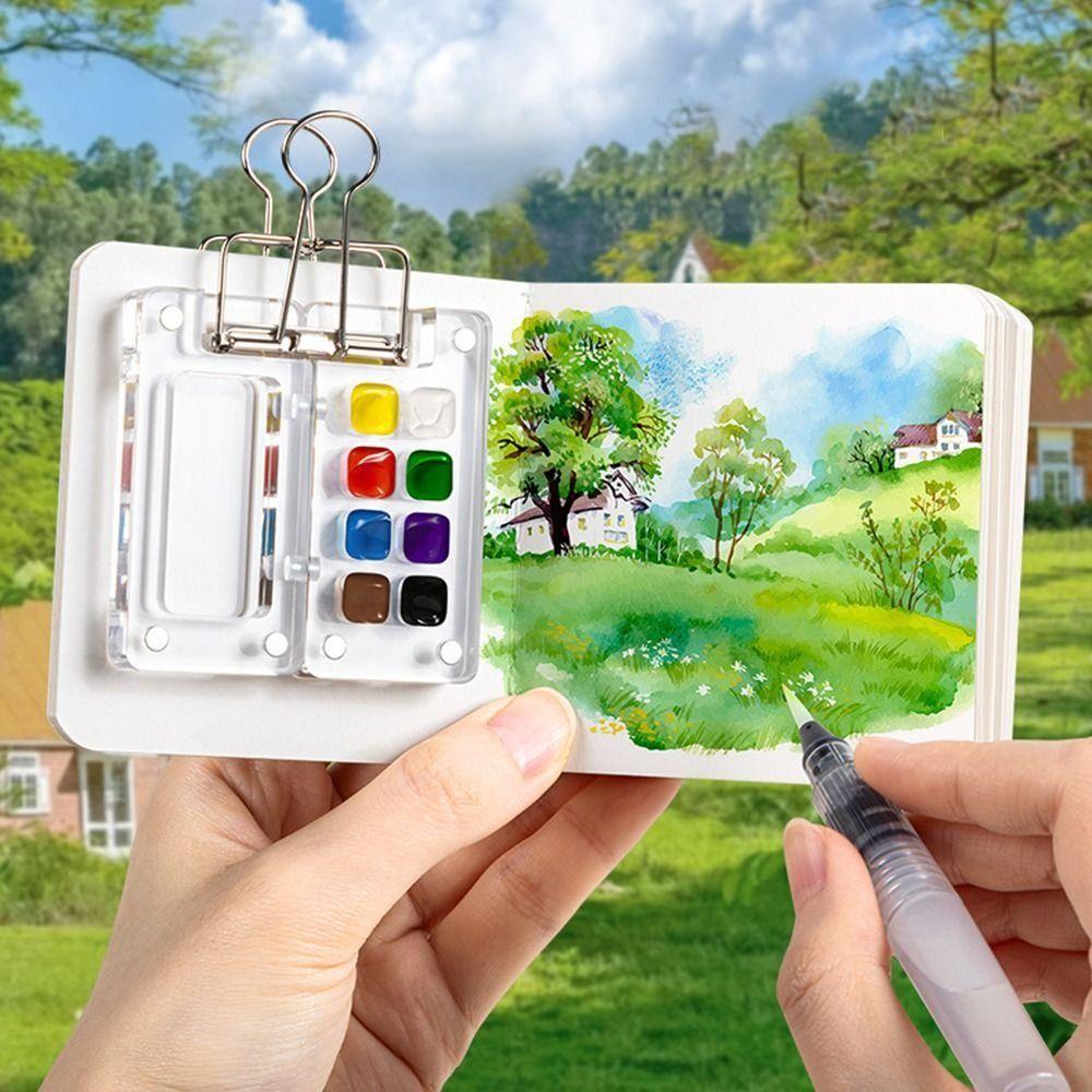 Quicksand Watercolor Paint Palette Magnetic Travel Painting Tray Paint Pigment Box Outdoor