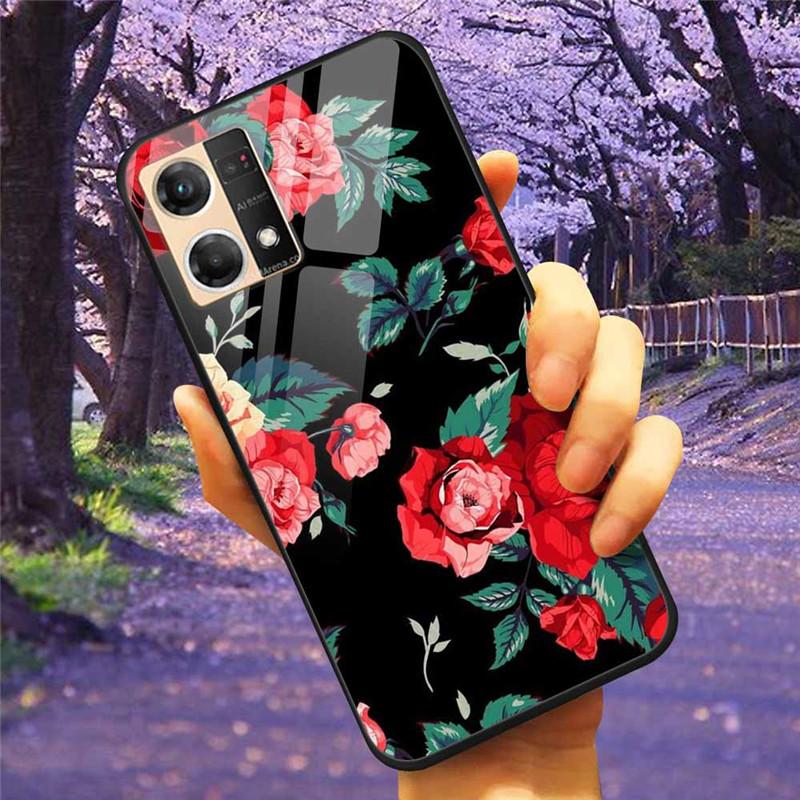 For Oppo Reno7 4G Case Fashion Tempered Glass Moon Star Bumper Cases for Oppo Reno 7 4G Phone Cases CPH2363 Luxury Funda Capa