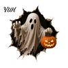 DIY Halloween Props 3D Break-in Wall Sticker, Realistic Haunted House Decal, Removable Creepy Doorway Decorations PVC Mural for Living Room
