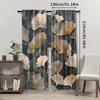 2pcs Stylish Leaf Print Curtains for Living Room   Bedroom & Balcony - Semi-Transparent Polyester Rod Pocket Window Treatments wi
