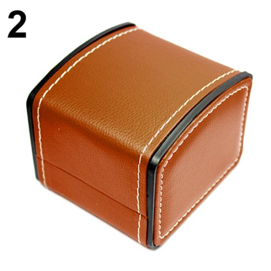 Faux Leather Square Jewelry Watch Case Display Gift Box with Pillow Cushion
