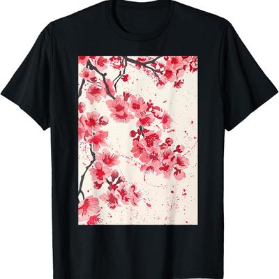 Camiseta vintage con estampado de flores de cerezo.(2)