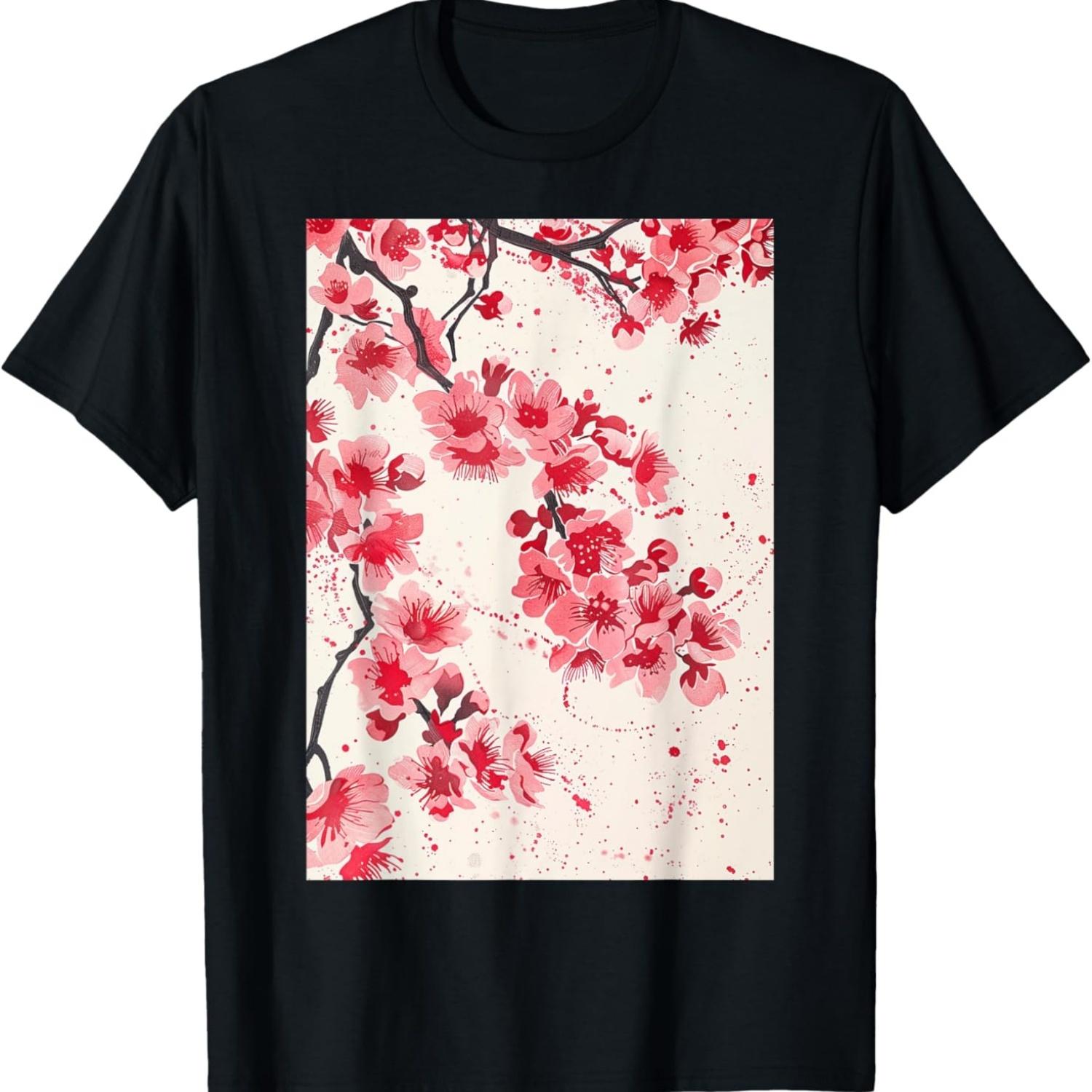 Vintage Cherry Blossom Flowers  T-Shirt(2) S чёрный