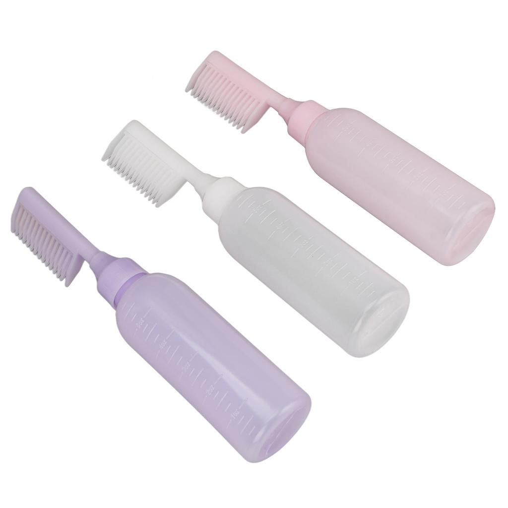 3 Pcs Root Comb Applicator Bottle Simple Operation Scale Design Hair Dye Dispensing Bottle for