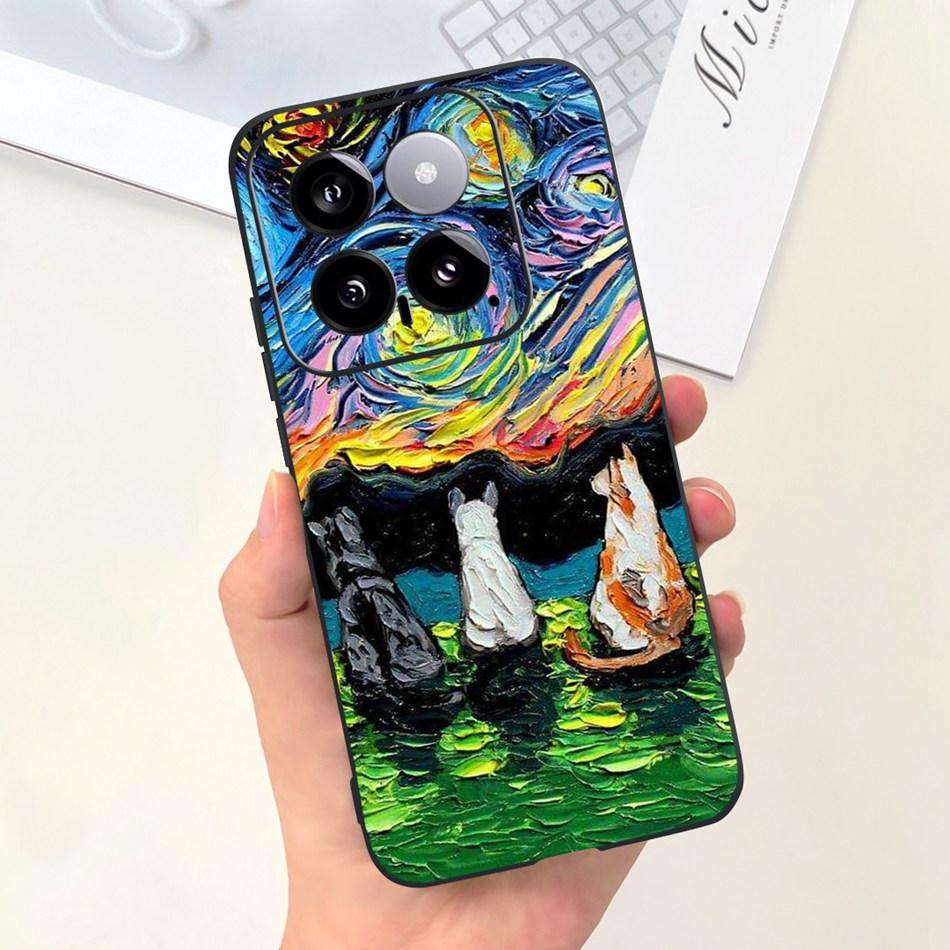 For Xiaomi 14 Phone Case Xiaomi Mi 14 5G Mi14 2024 Cute Cat Cartoon Jelly Silicon Soft Protective Back Cover