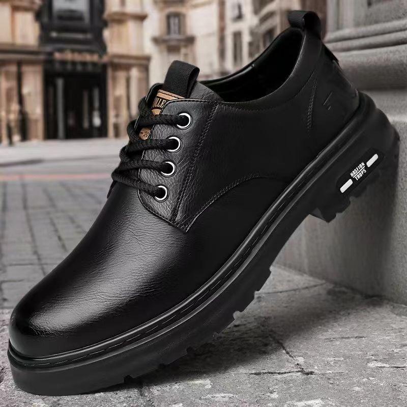 Leather shoes new casual shoes British style big head lace-up leather shoes casual shoes