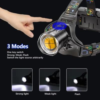 Super Bright XHP90 LED Headlamp Long Range Zoomable USB Rechargeable Waterproof Headlight for Outdoor Camping Hunting Fishing