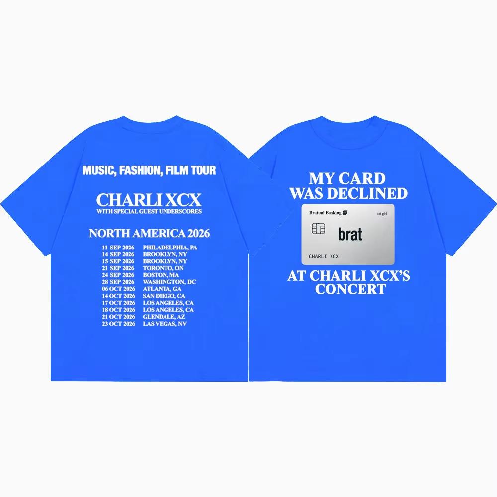 2026 Hot Sale Charli Xcx Music Fashion Film Tour T-shirt Men Women Hip Hop Crew Neck Casual T Shirt Casual Loose Short Sleeve Crew Neck Summer Tops